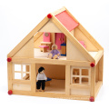 Casa de boneca de madeira e conjunto de cozinha para casa